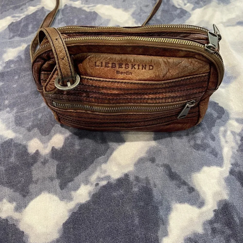 Liebeskind Berlin Genuine Leather Crossbody Purse - Brown Leather - Picture 7 of 8